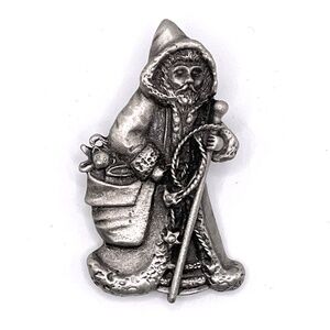 Camco Signed Pewter Vintage Father Christmas Santa Claus Pin Brooch